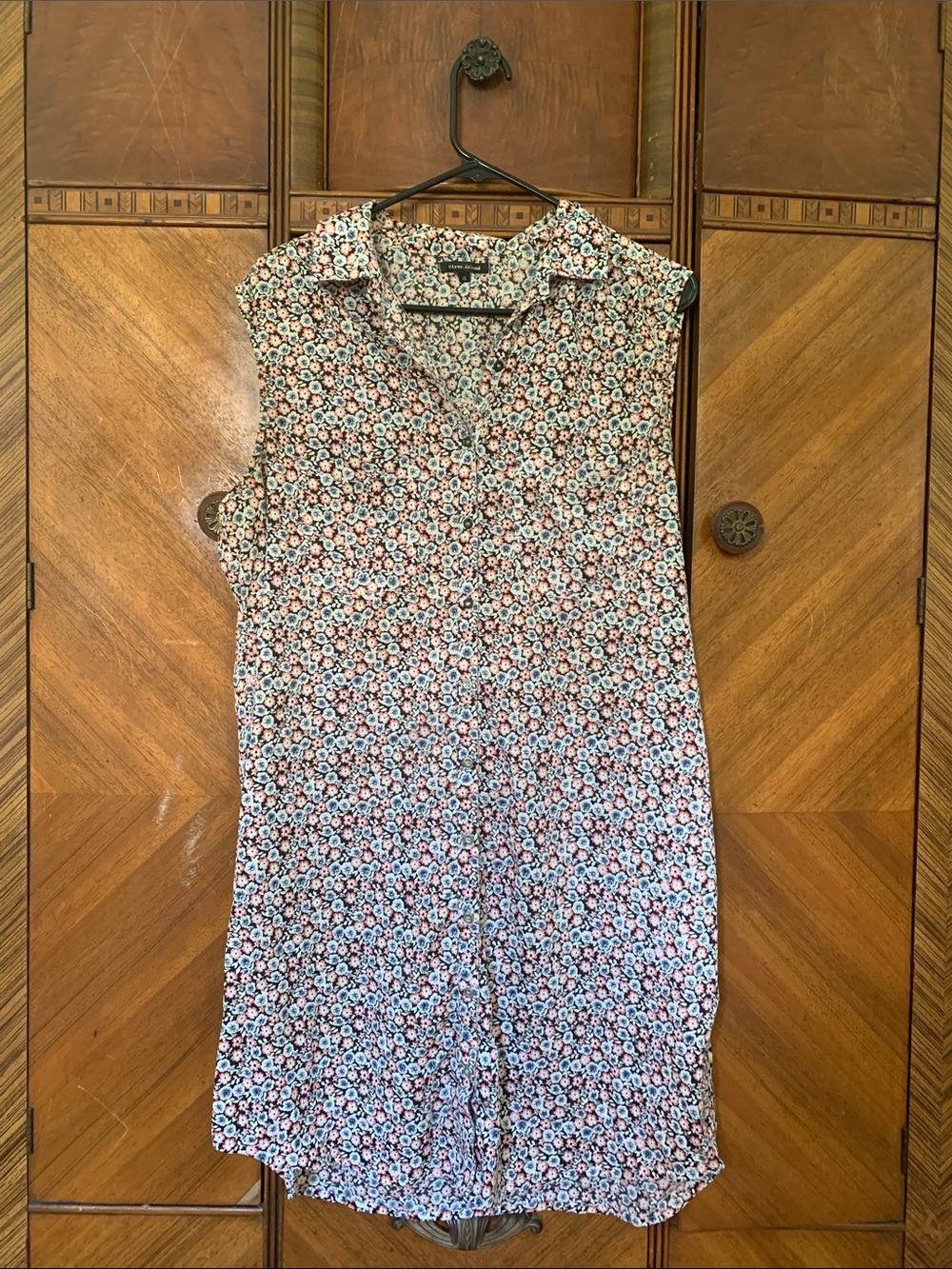 River Island Floral Button-Front Dress in White, Pink & Blue